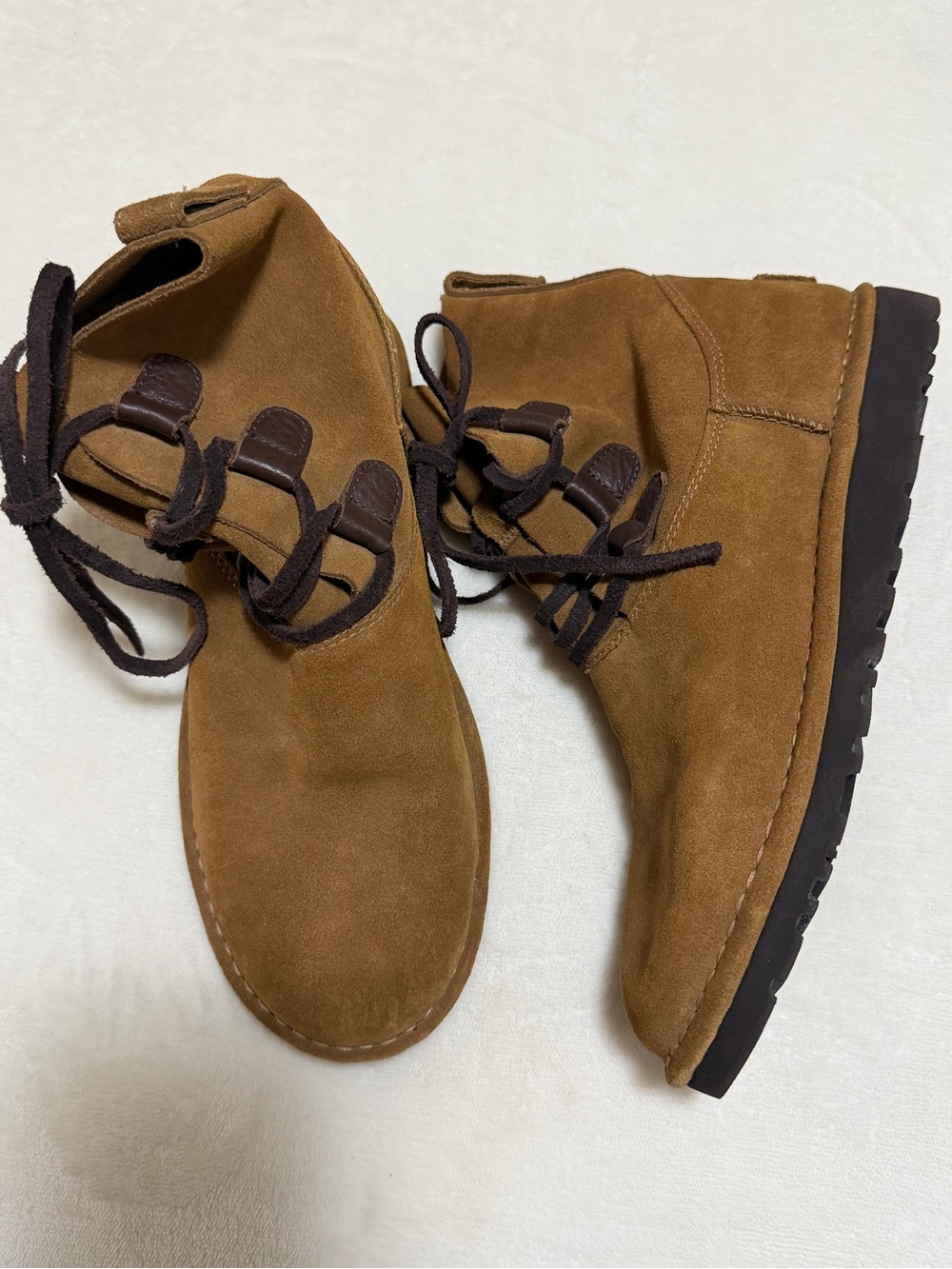 UGG Women Suede Lace-Up Ankle Boots in Brown